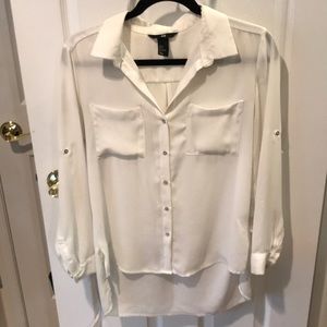 White sheer H&M long sleeves blouse